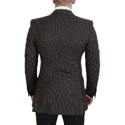 Black Brown Stripes Single Breasted Blazer