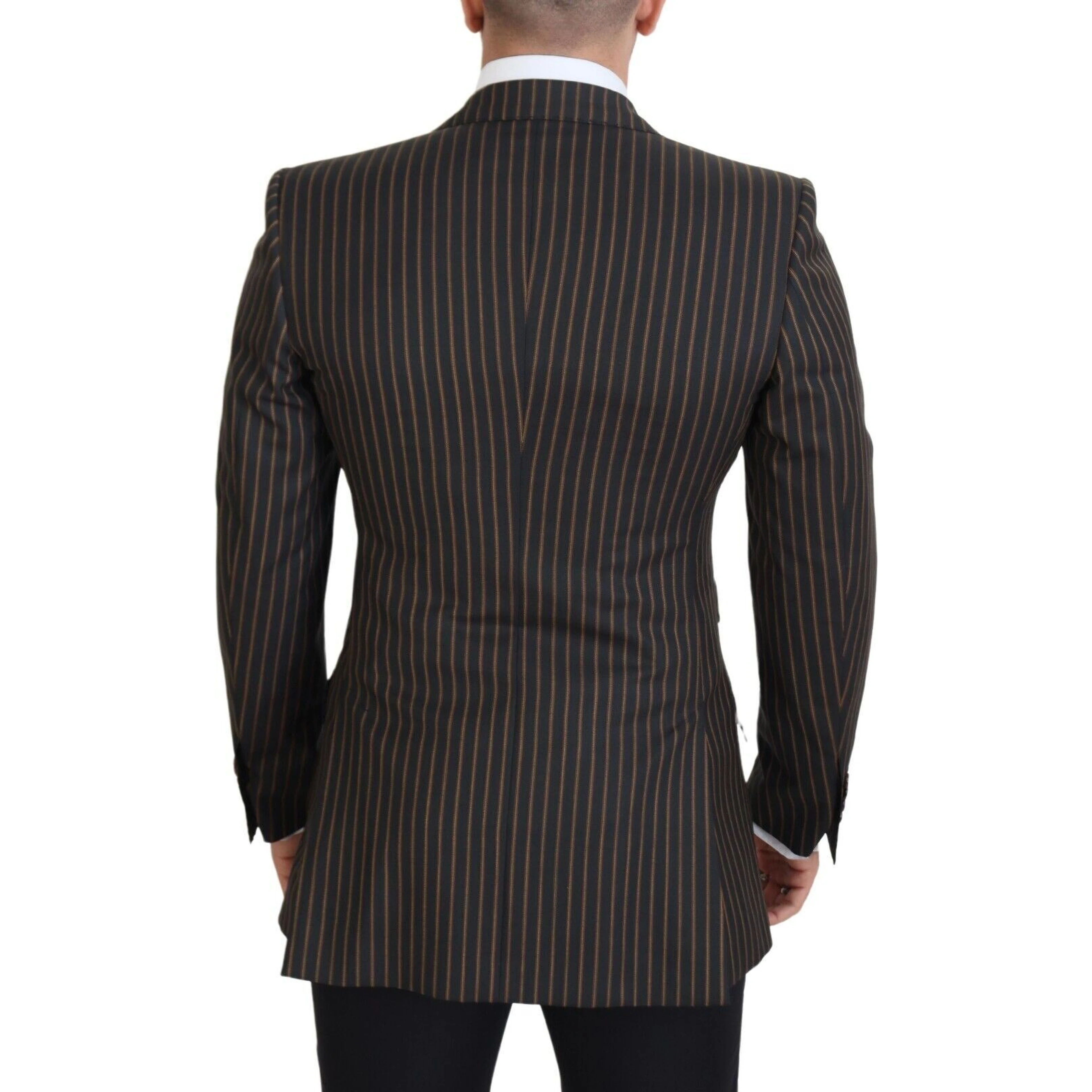 Black Brown Stripes Single Breasted Blazer
