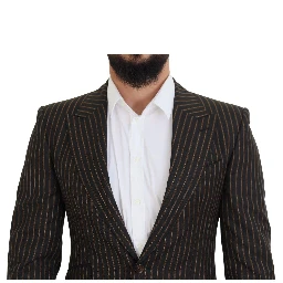 Black Brown Stripes Single Breasted Blazer