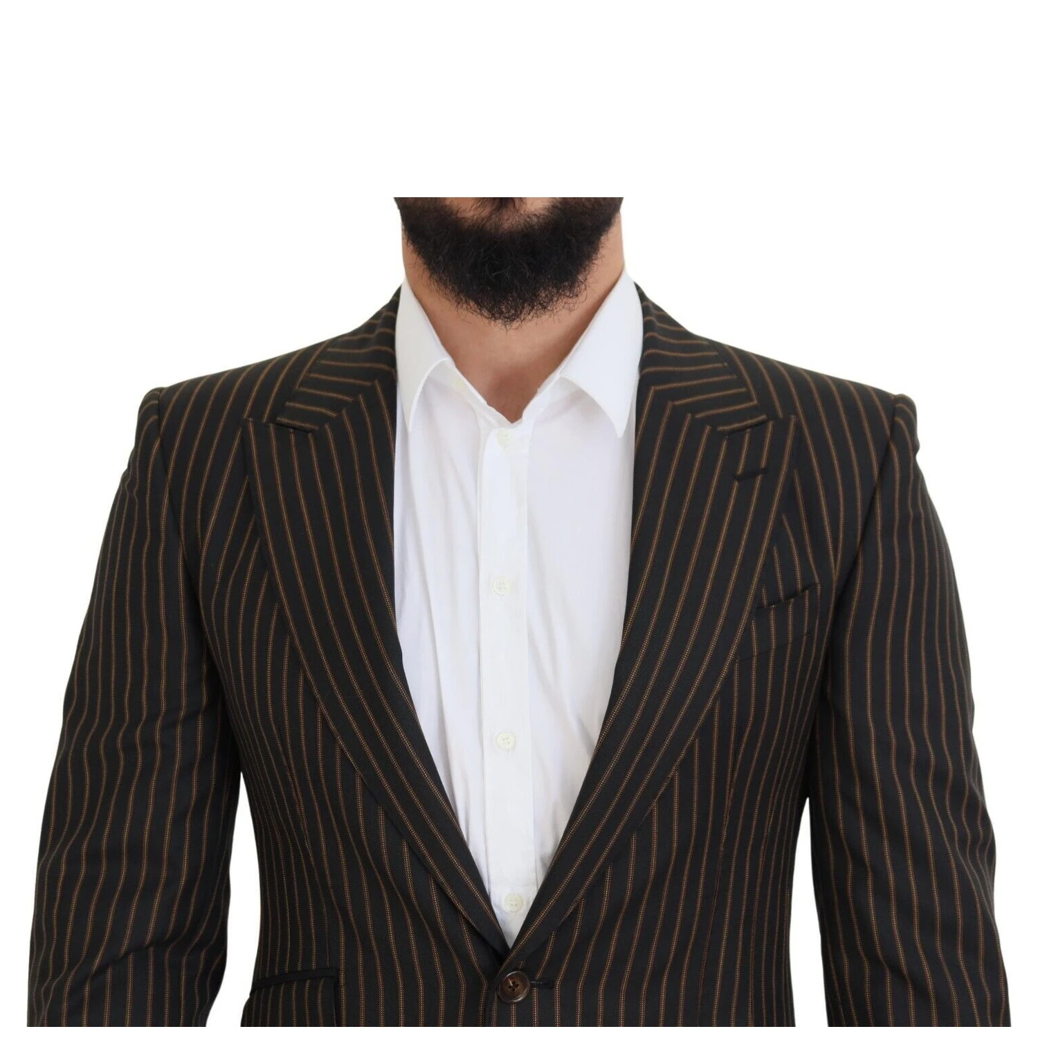 Black Brown Stripes Single Breasted Blazer