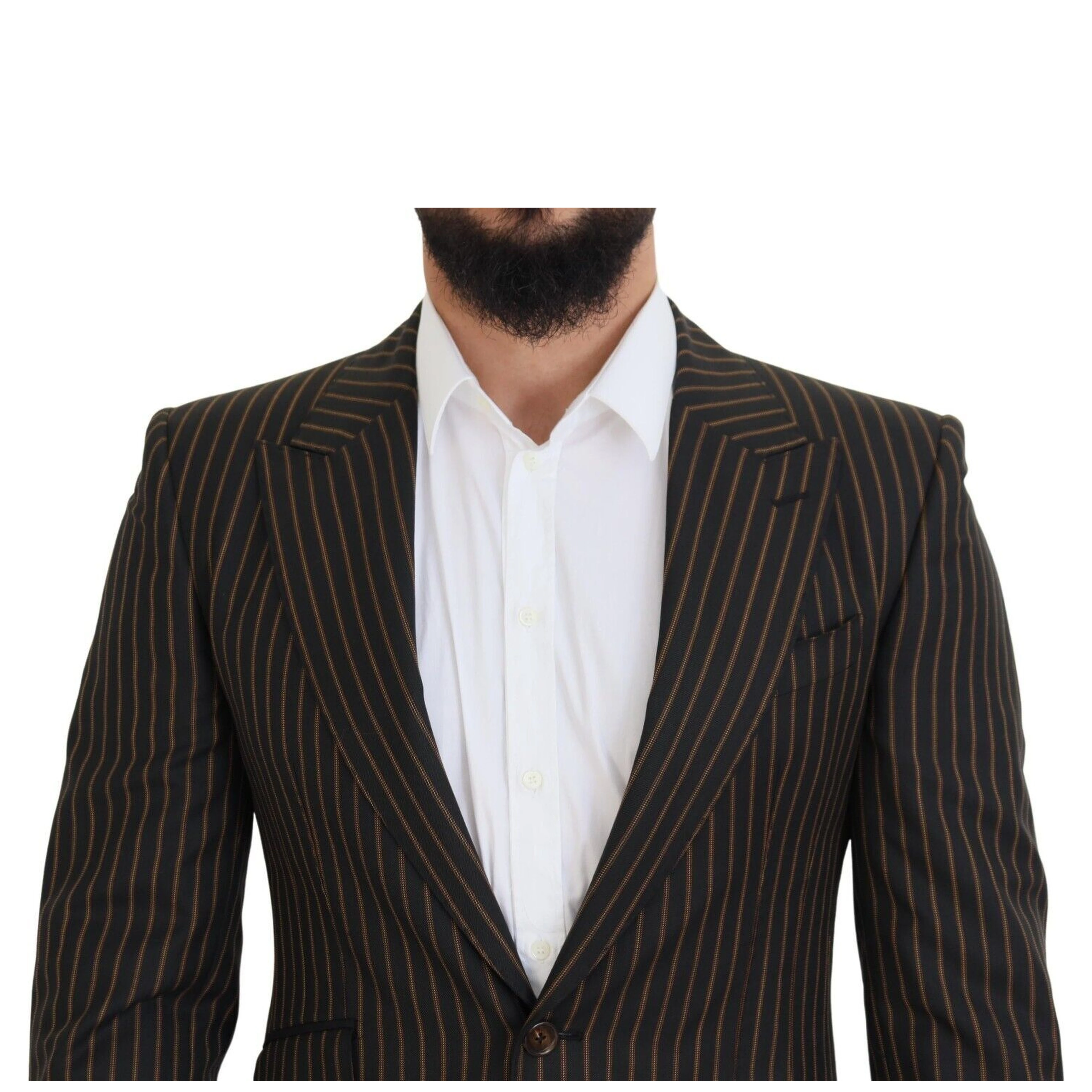 Black Brown Stripes Single Breasted Blazer