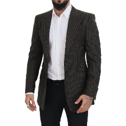 Black Brown Stripes Single Breasted Blazer