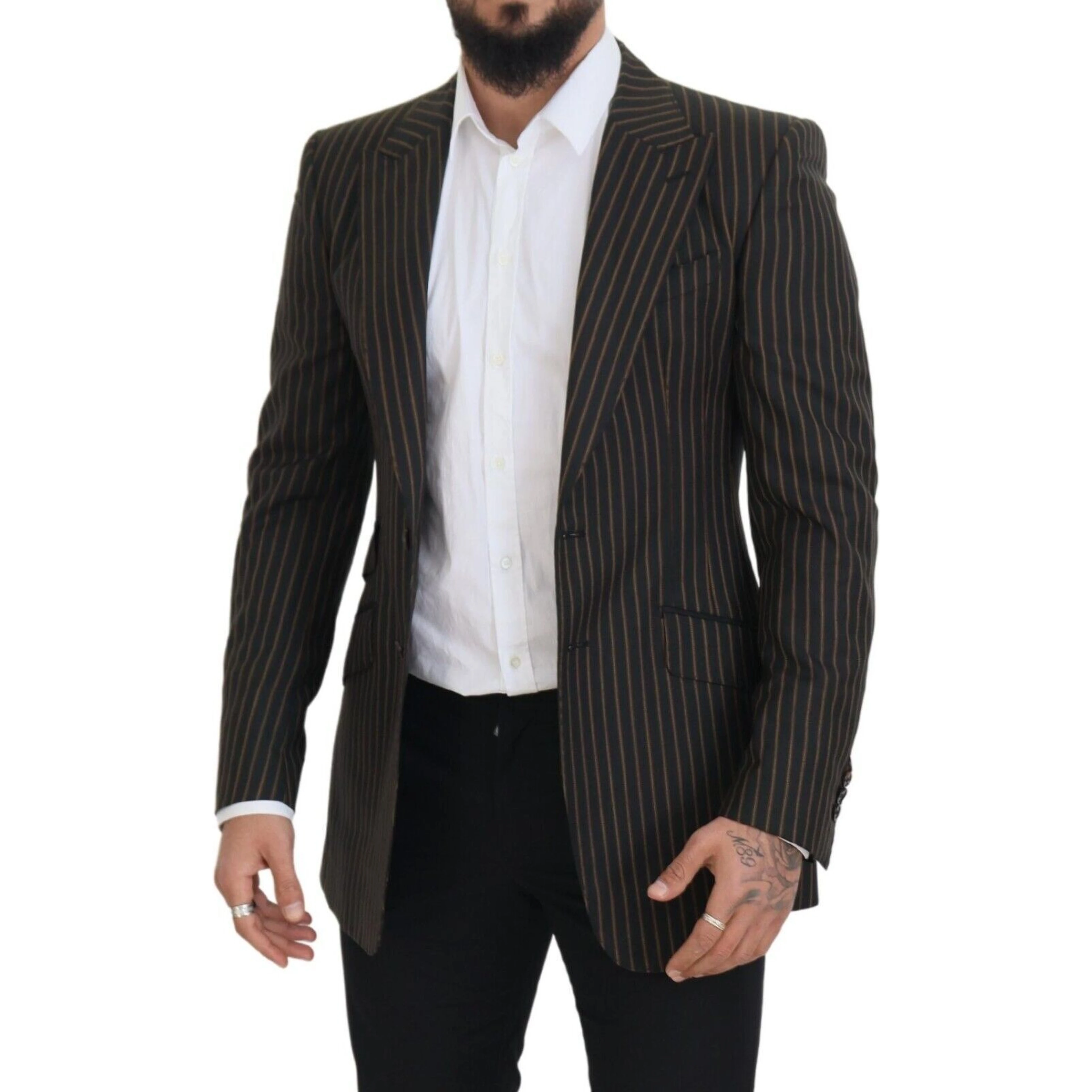 Black Brown Stripes Single Breasted Blazer