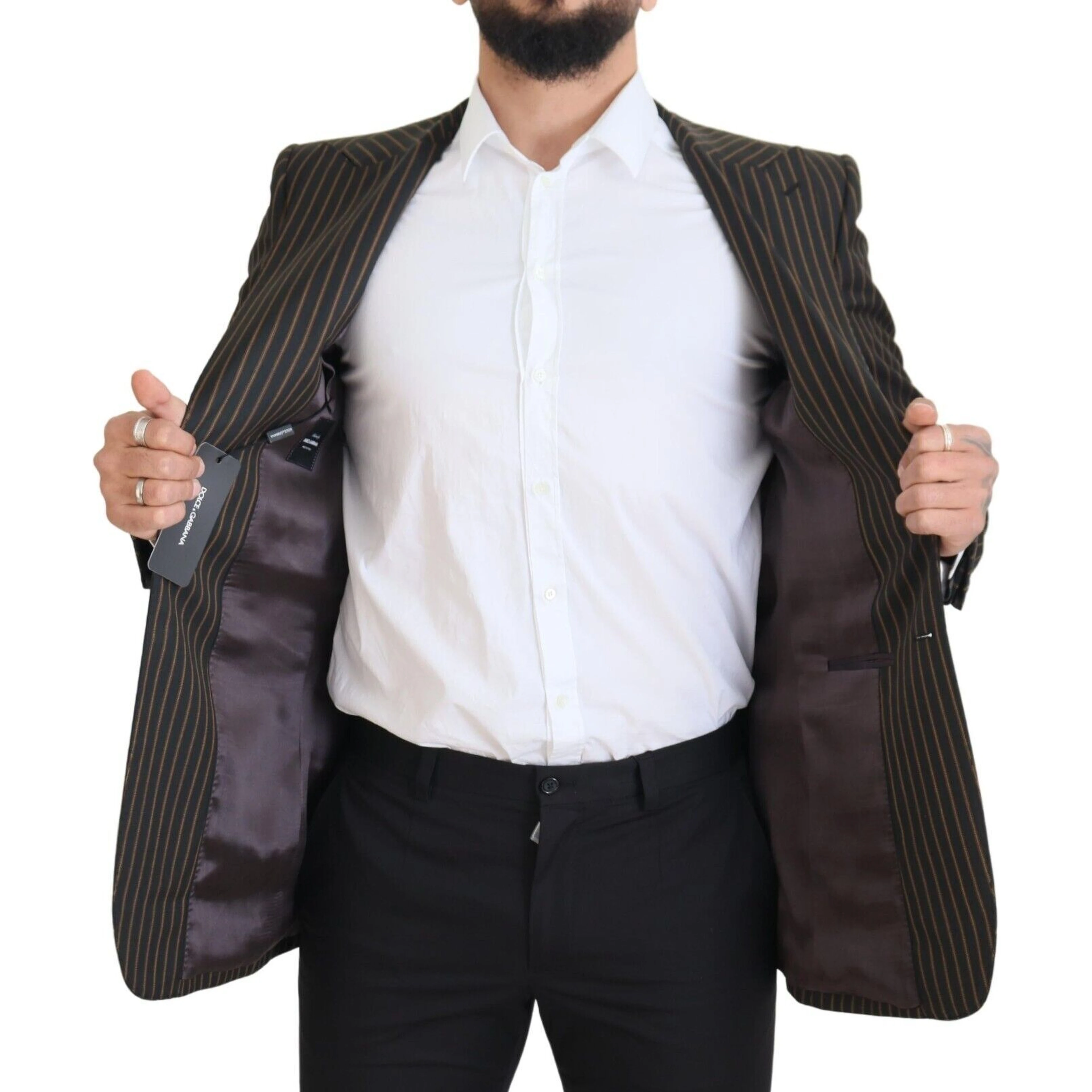 Black Brown Stripes Single Breasted Blazer