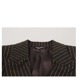 Black Brown Stripes Single Breasted Blazer
