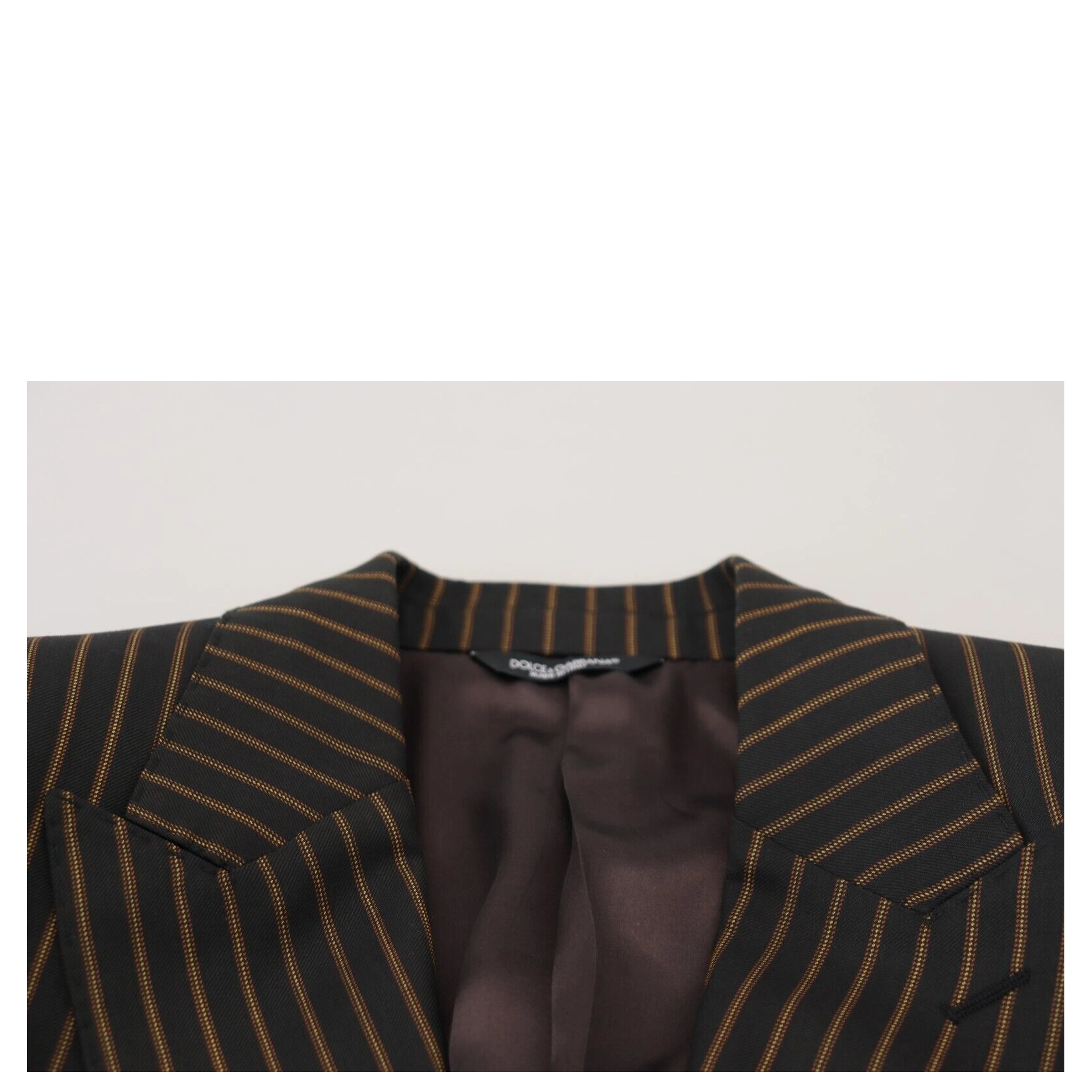 Black Brown Stripes Single Breasted Blazer