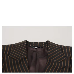 Black Brown Stripes Single Breasted Blazer
