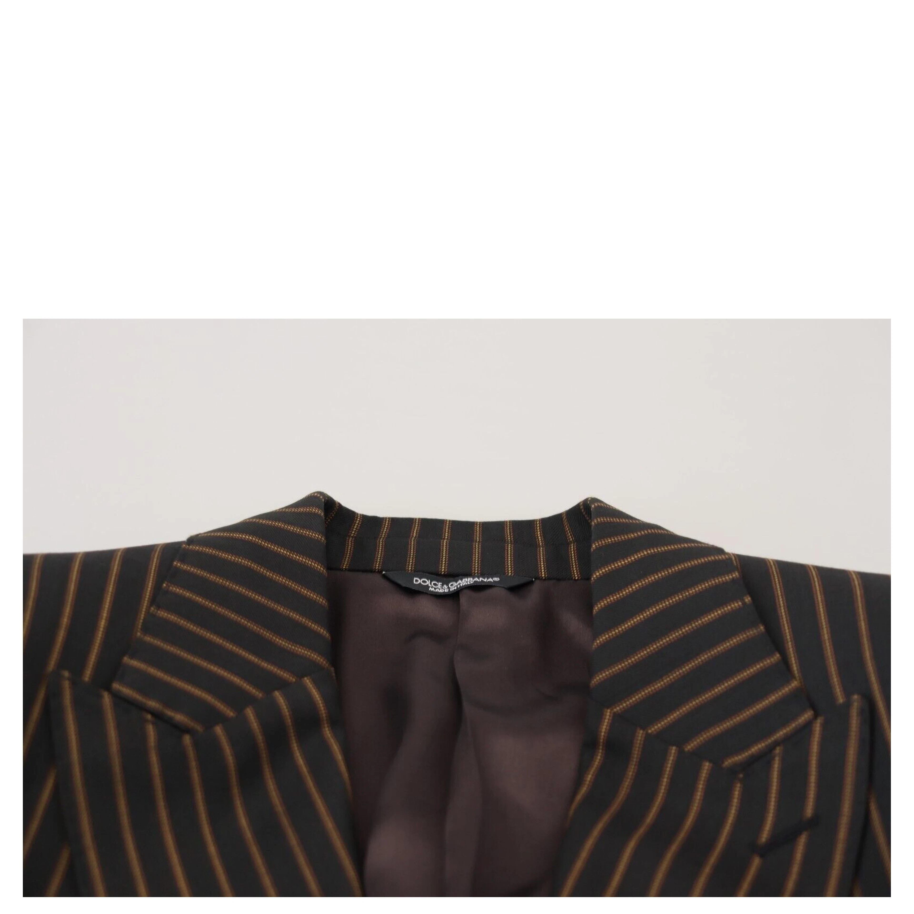 Black Brown Stripes Single Breasted Blazer