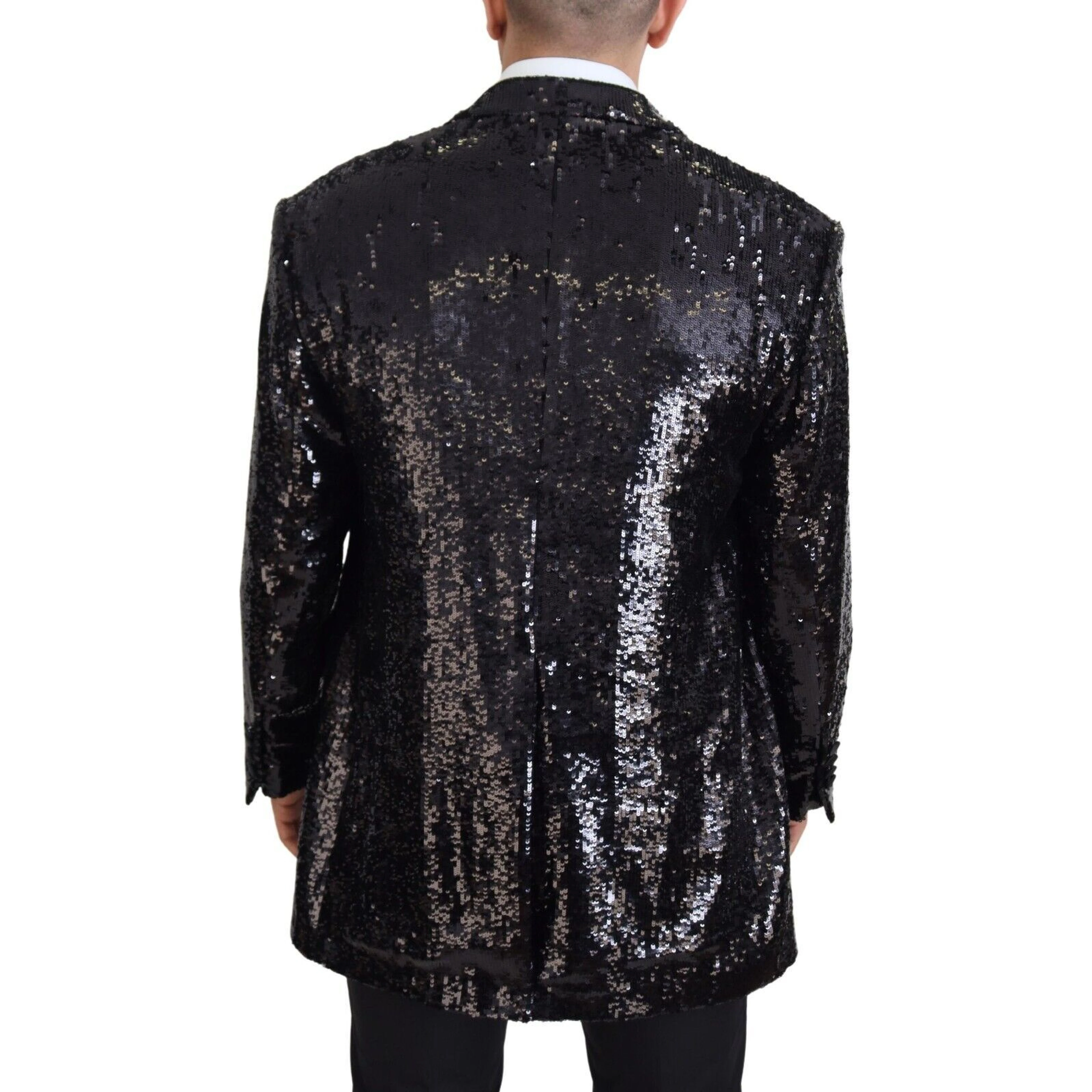 Black Sequined Cow Pattern Nylon Blazer