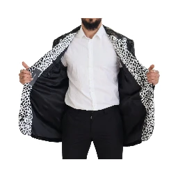 Black Sequined Cow Pattern Nylon Blazer