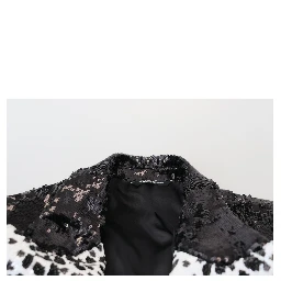 Black Sequined Cow Pattern Nylon Blazer