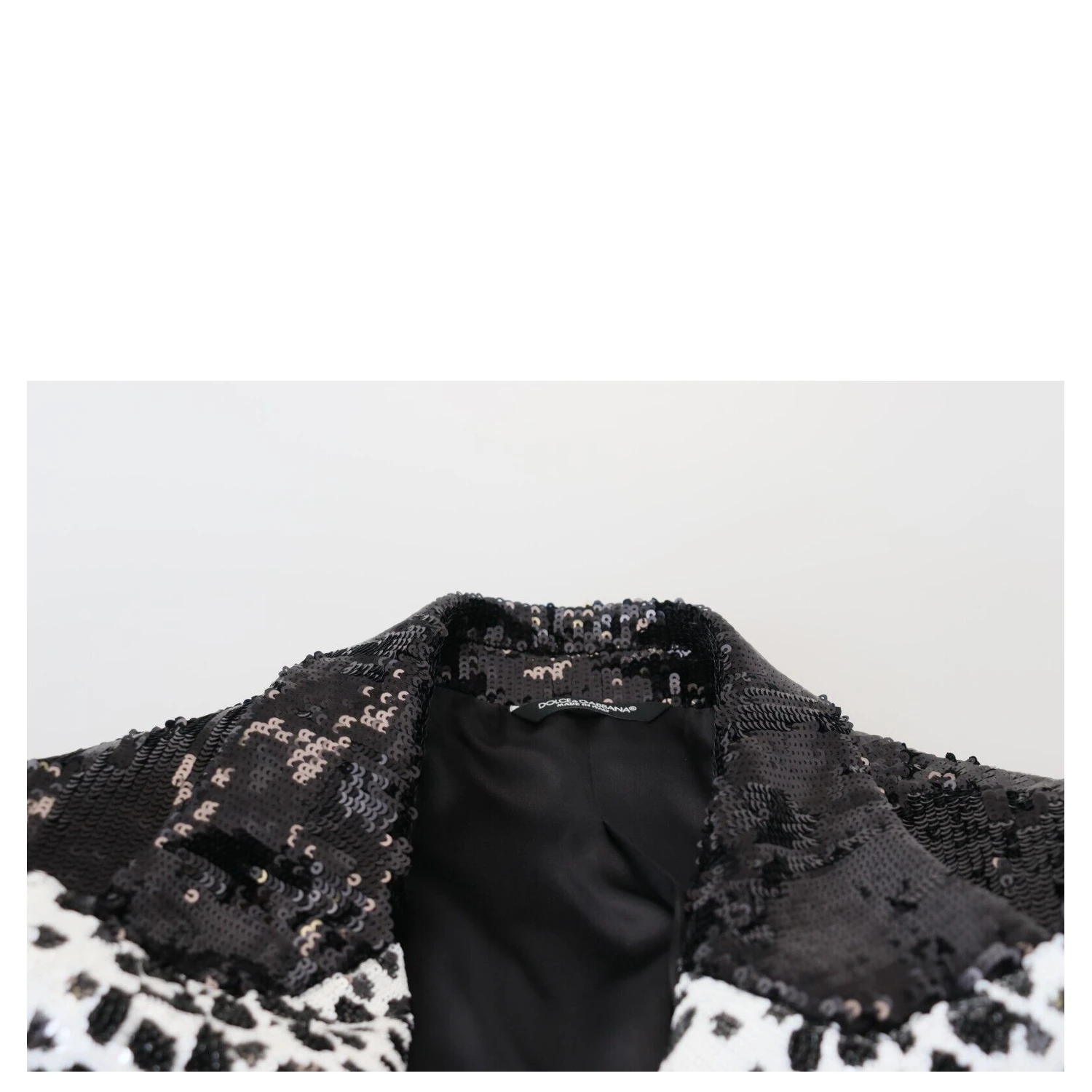 Black Sequined Cow Pattern Nylon Blazer