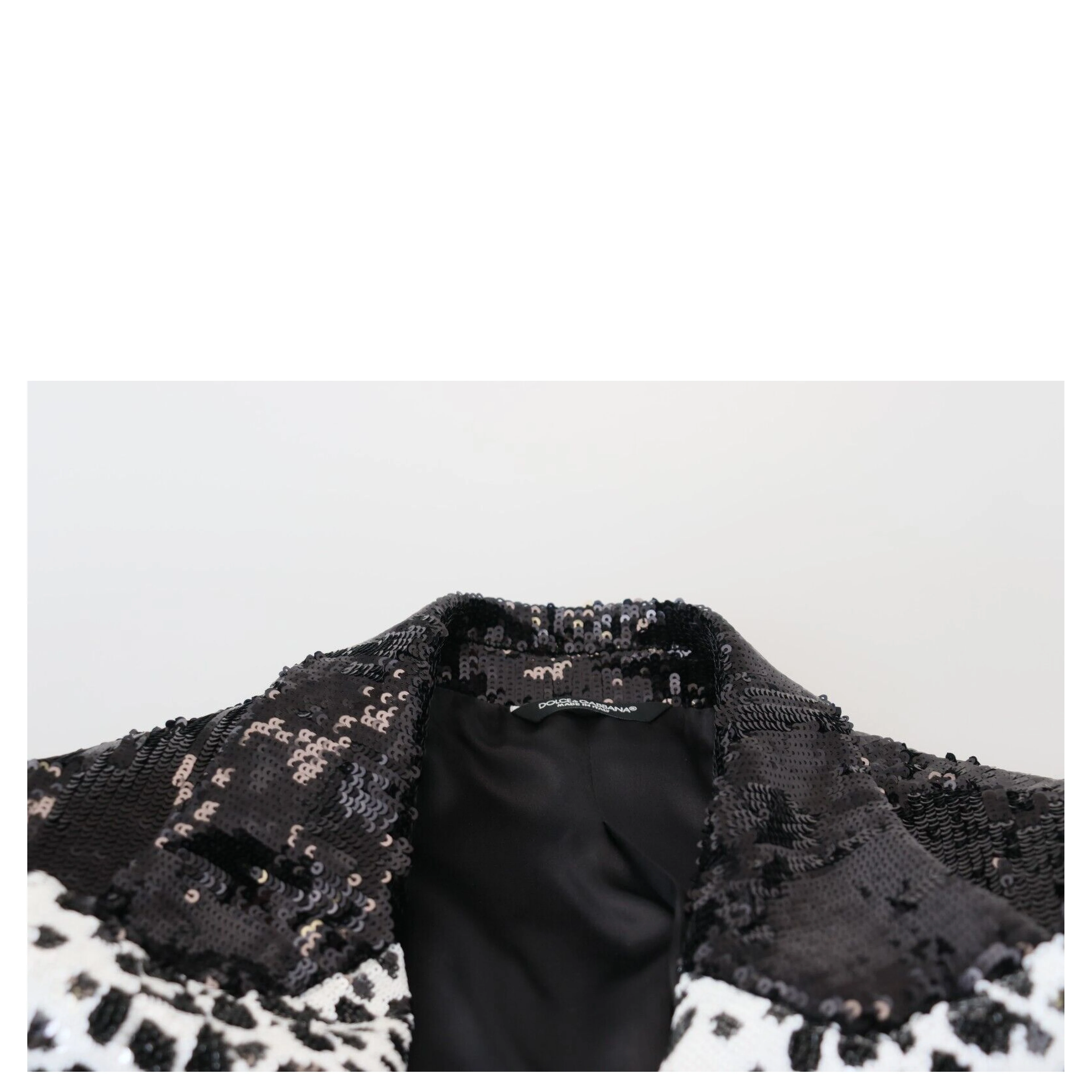 Black Sequined Cow Pattern Nylon Blazer