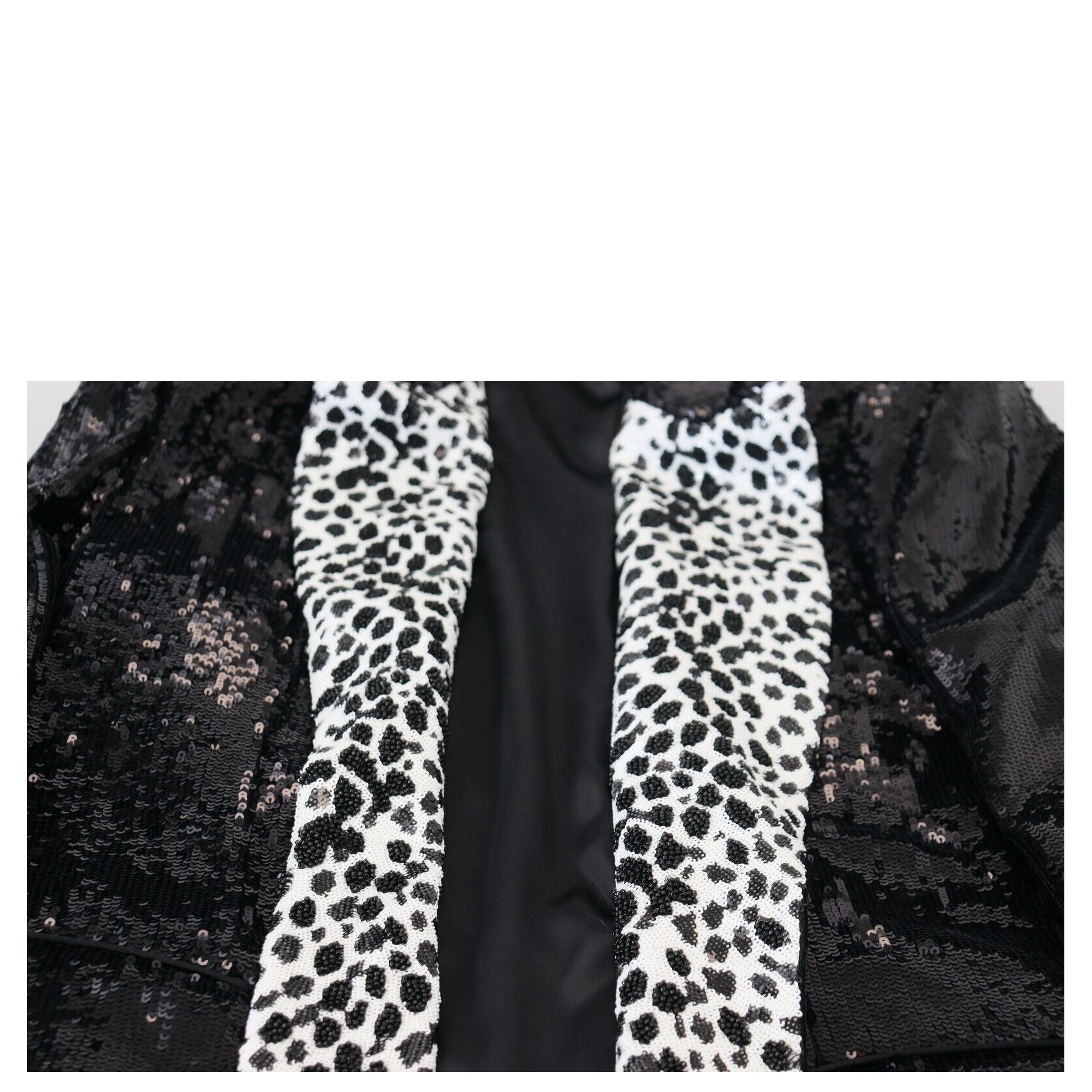Black Sequined Cow Pattern Nylon Blazer