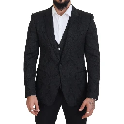 Black Floral Brocade 2 Piece MARTINI Suit