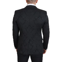 Black Floral Brocade 2 Piece MARTINI Suit
