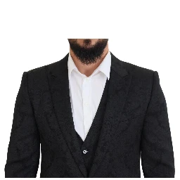 Black Floral Brocade 2 Piece MARTINI Suit