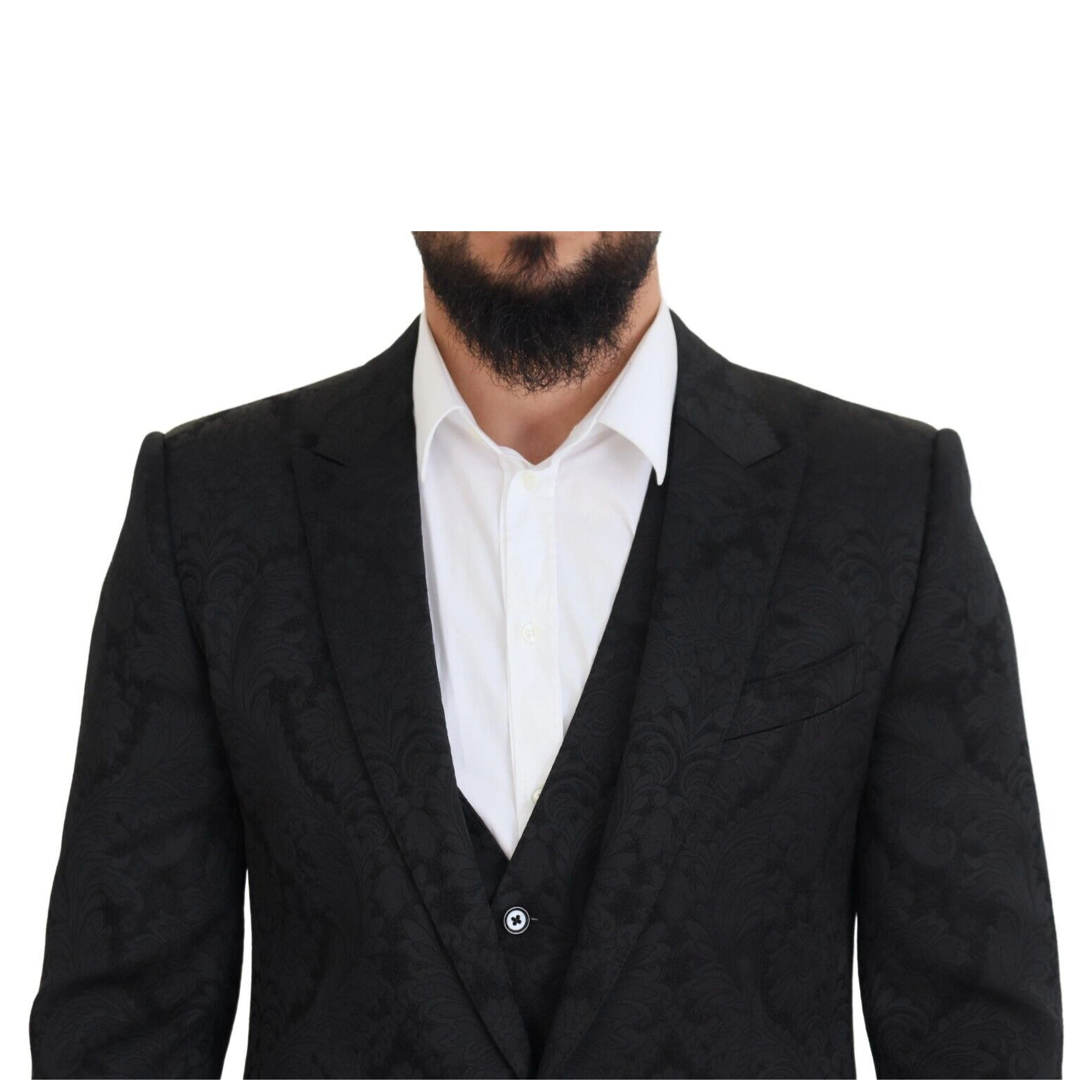 Black Floral Brocade 2 Piece MARTINI Suit