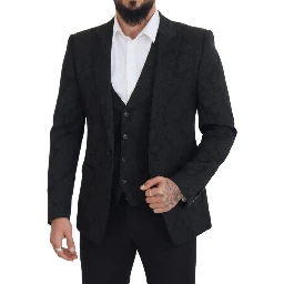 Black Floral Brocade 2 Piece MARTINI Suit