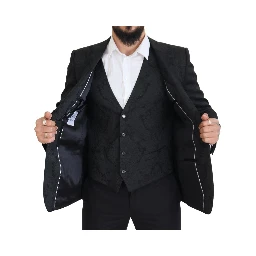 Black Floral Brocade 2 Piece MARTINI Suit