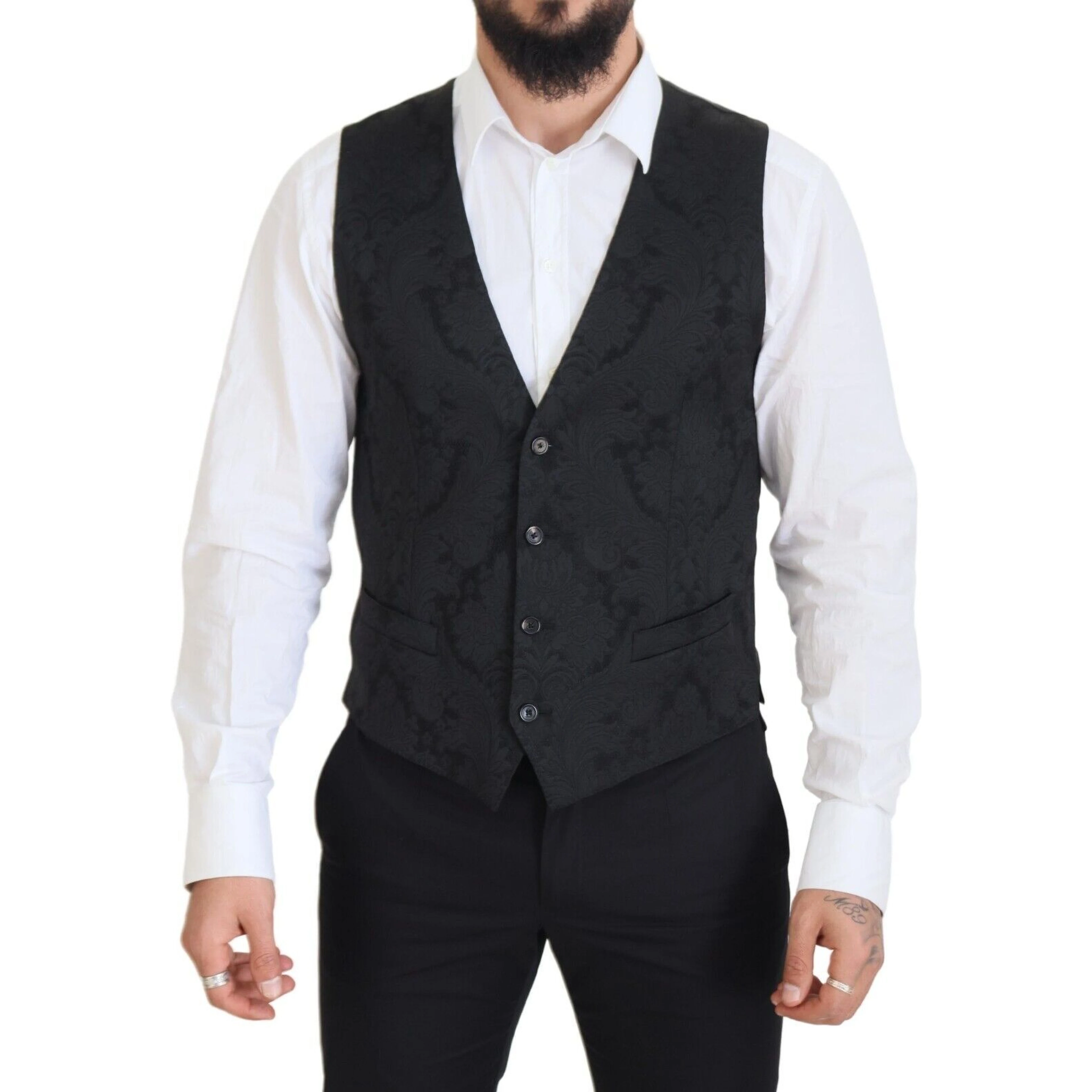 Black Floral Brocade 2 Piece MARTINI Suit