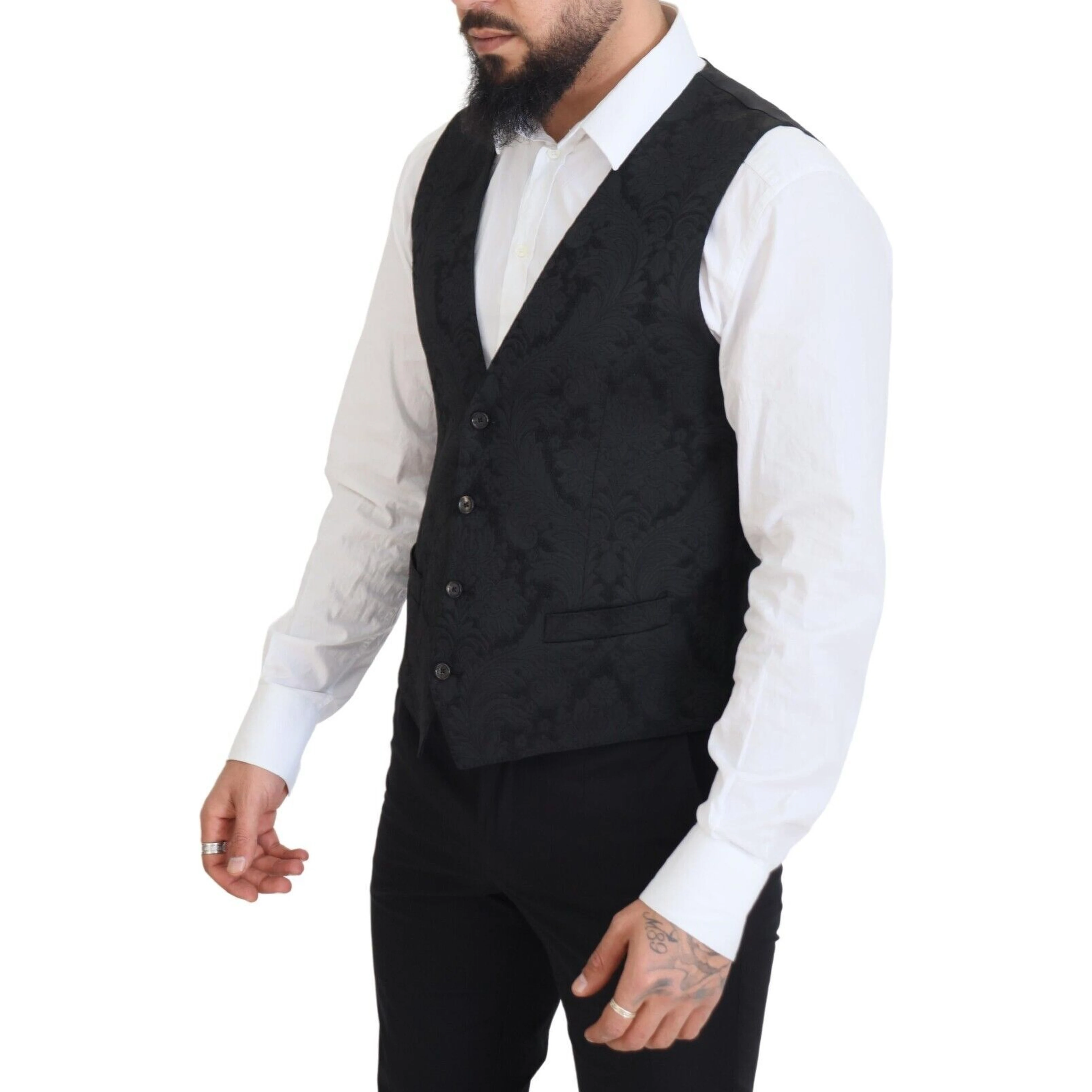 Black Floral Brocade 2 Piece MARTINI Suit