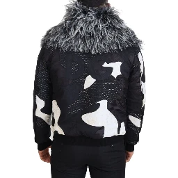 Black White Fur Shearling Full Zip Jacket