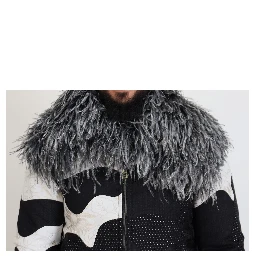 Black White Fur Shearling Full Zip Jacket