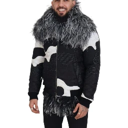 Black White Fur Shearling Full Zip Jacket