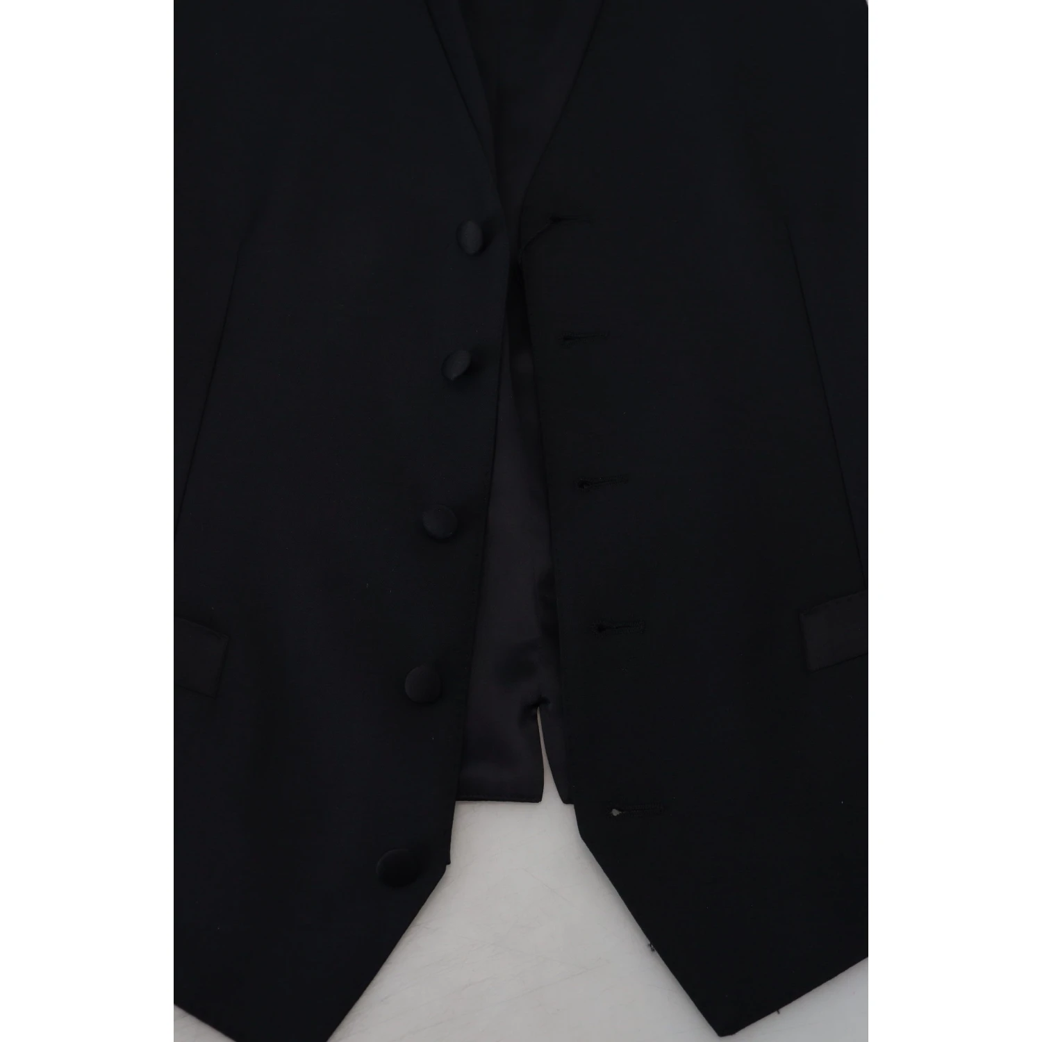 Black Virgin Wool Waistcoat Formal Dress Vest
