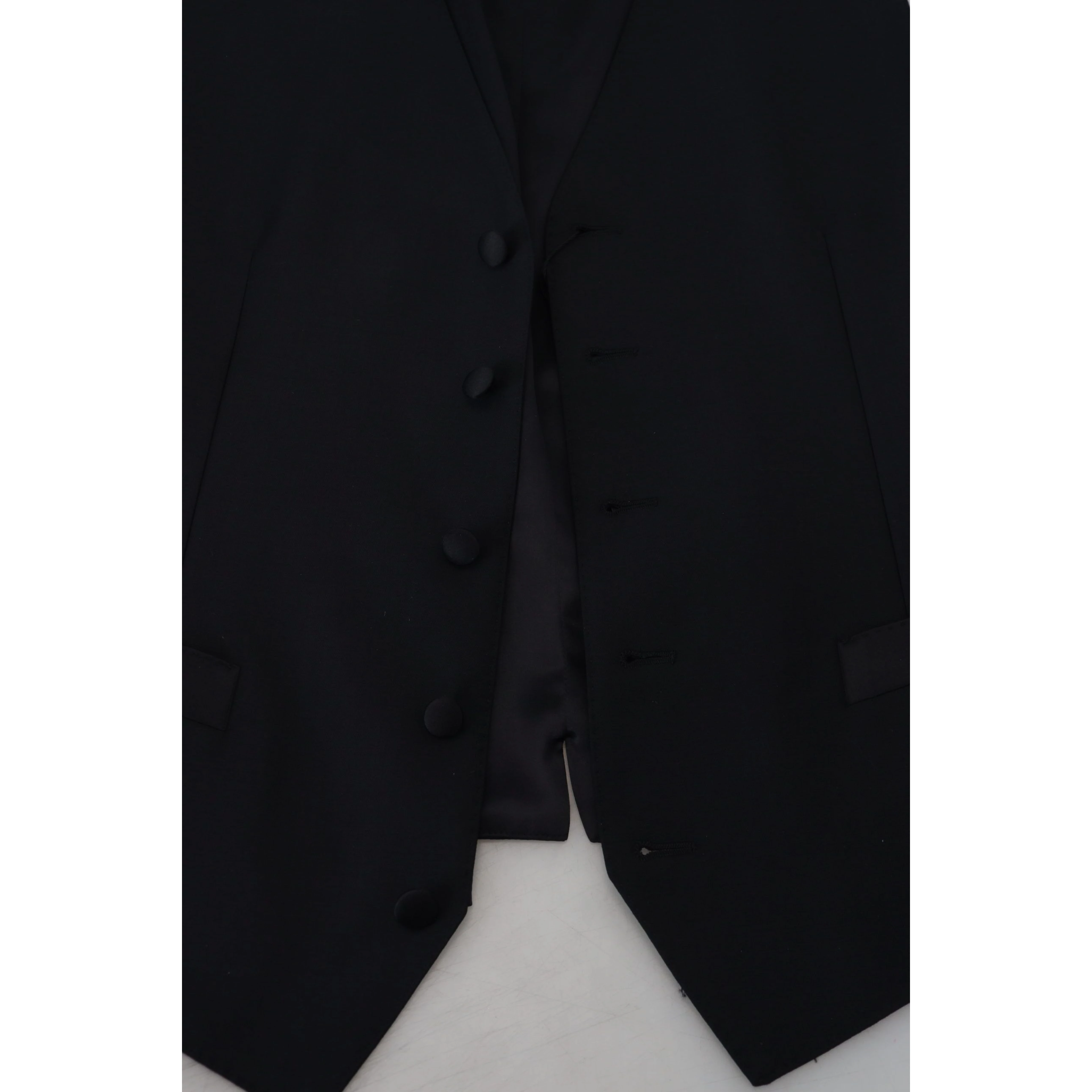 Black Virgin Wool Waistcoat Formal Dress Vest