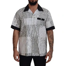 White Black Patterned Button Down Shirt