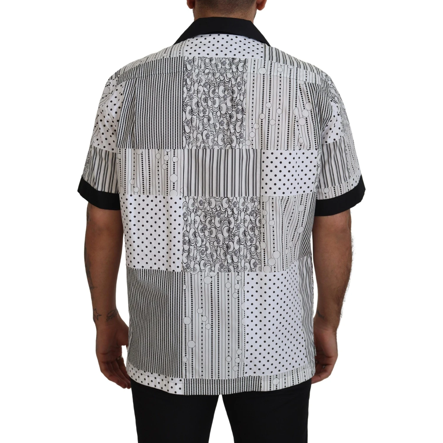 White Black Patterned Button Down Shirt
