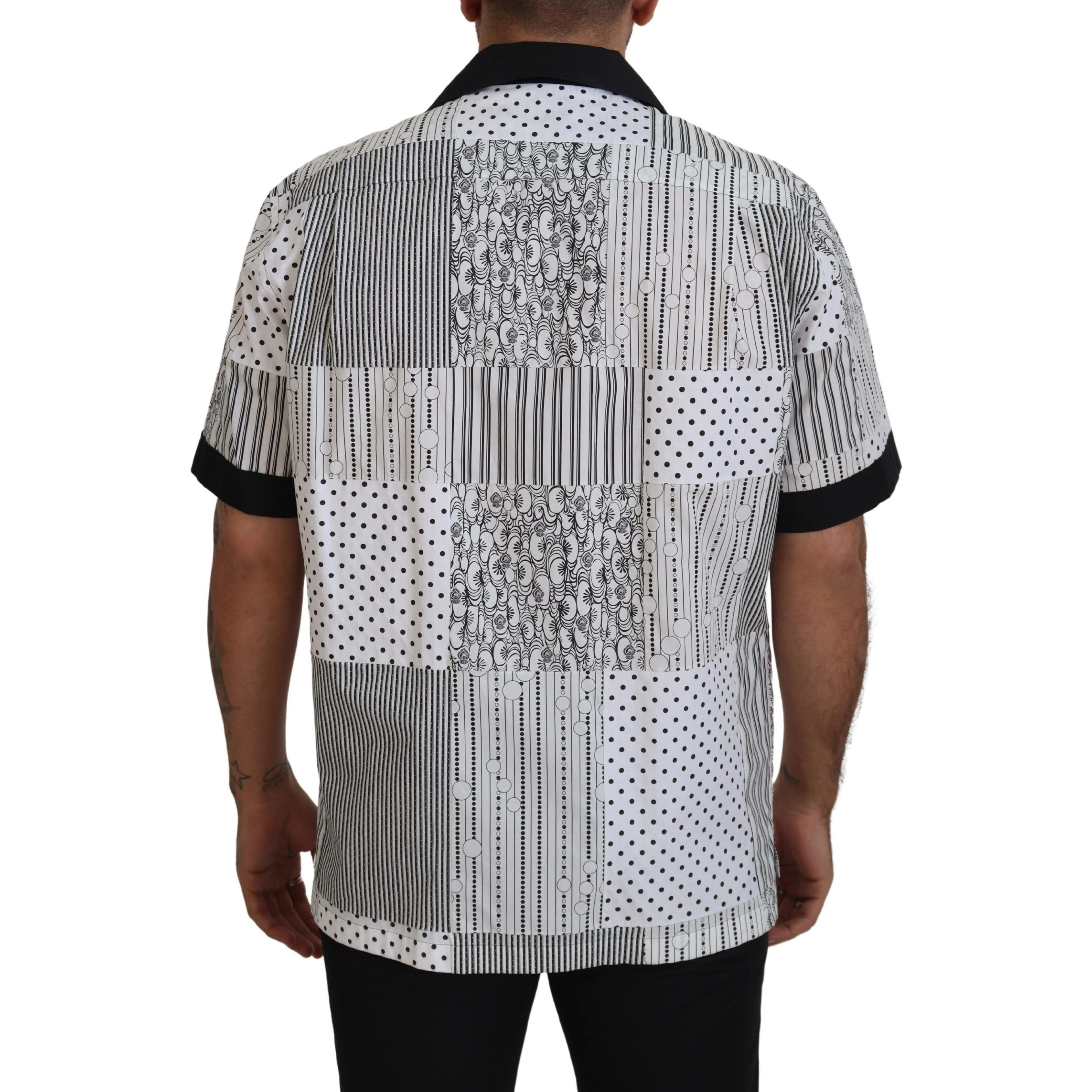 White Black Patterned Button Down Shirt
