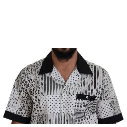 White Black Patterned Button Down Shirt