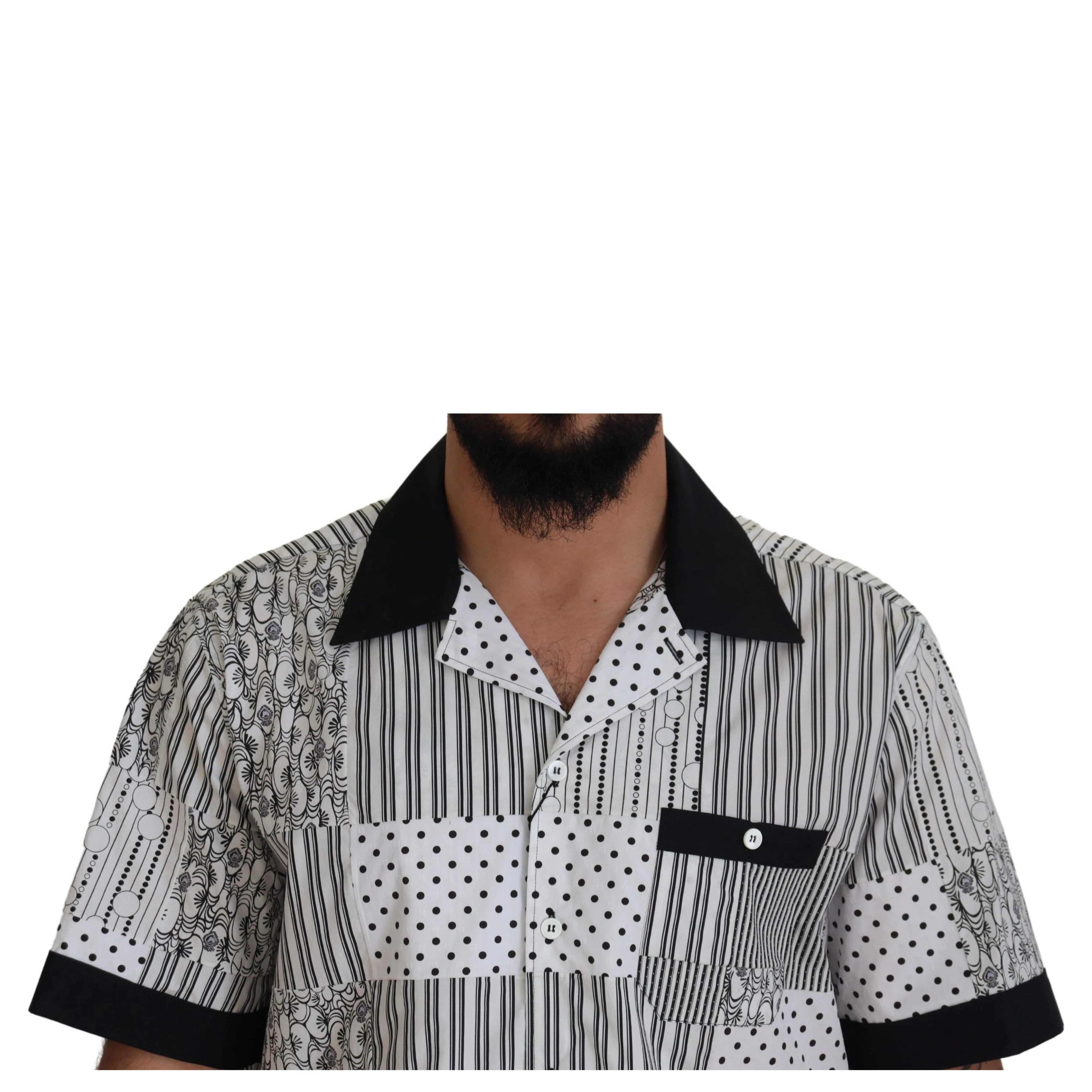 White Black Patterned Button Down Shirt