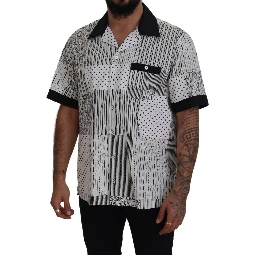 White Black Patterned Button Down Shirt
