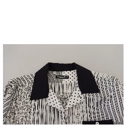 White Black Patterned Button Down Shirt