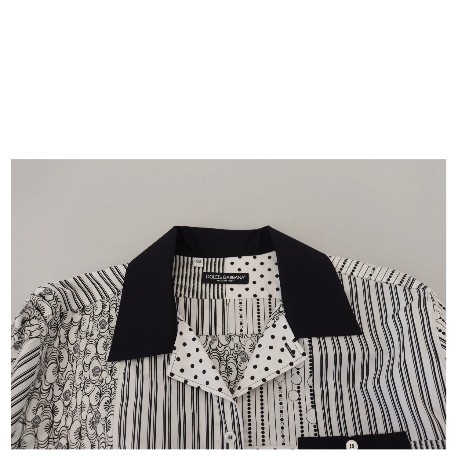 White Black Patterned Button Down Shirt