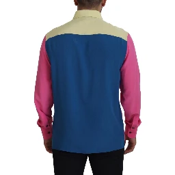 Multicolor Patchwork Silk Button Down Shirt