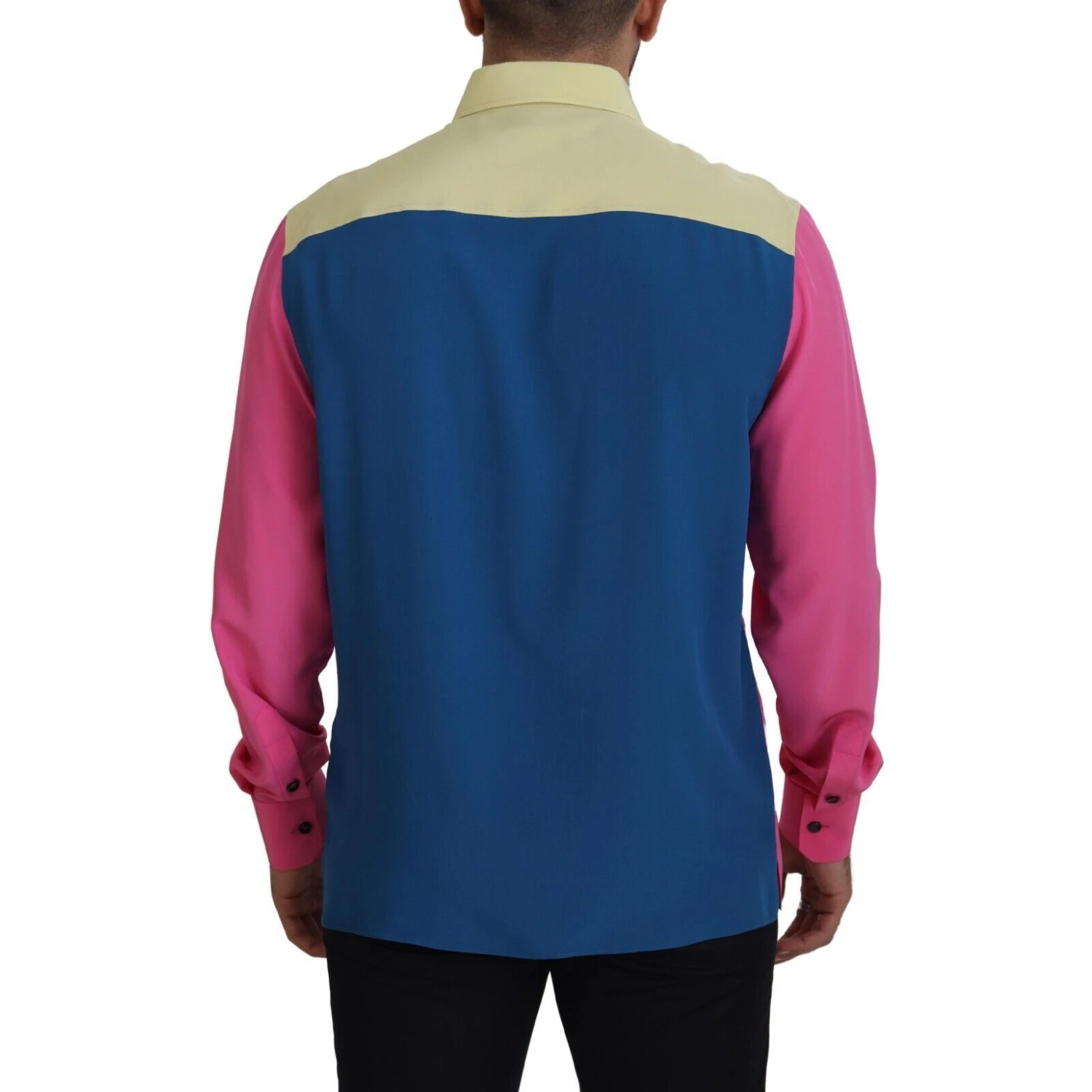 Multicolor Patchwork Silk Button Down Shirt
