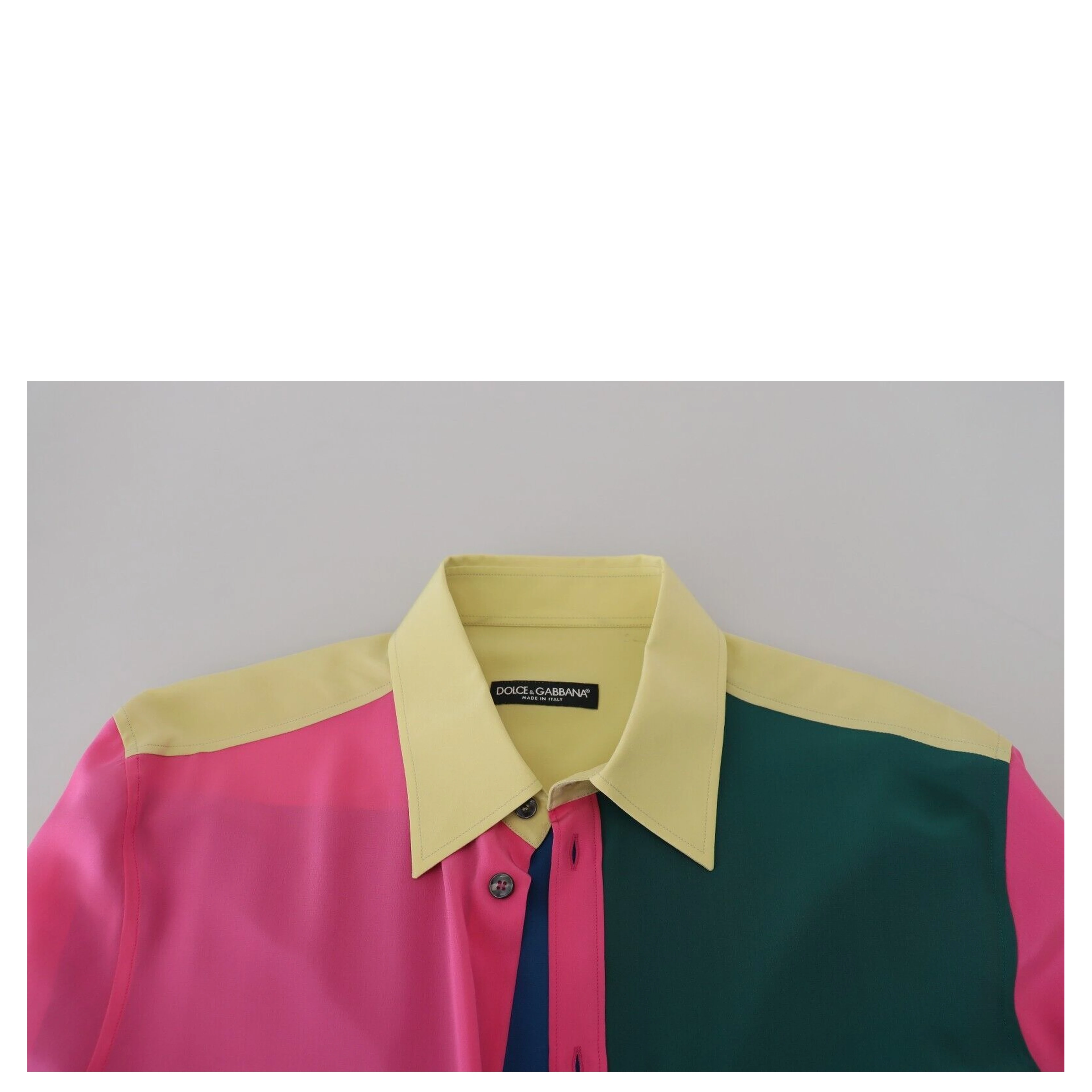 Multicolor Patchwork Silk Button Down Shirt