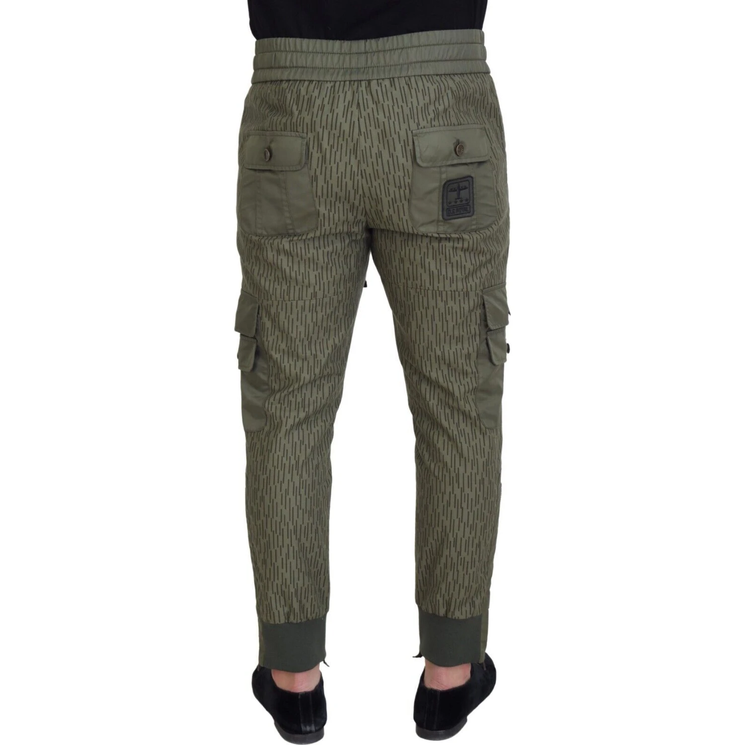Green Striped Cargo Zipper Leg Men Trouser Pants