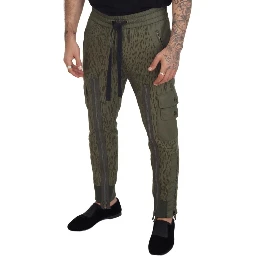 Green Striped Cargo Zipper Leg Men Trouser Pants