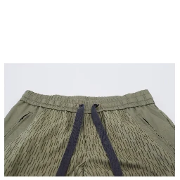Green Striped Cargo Zipper Leg Men Trouser Pants