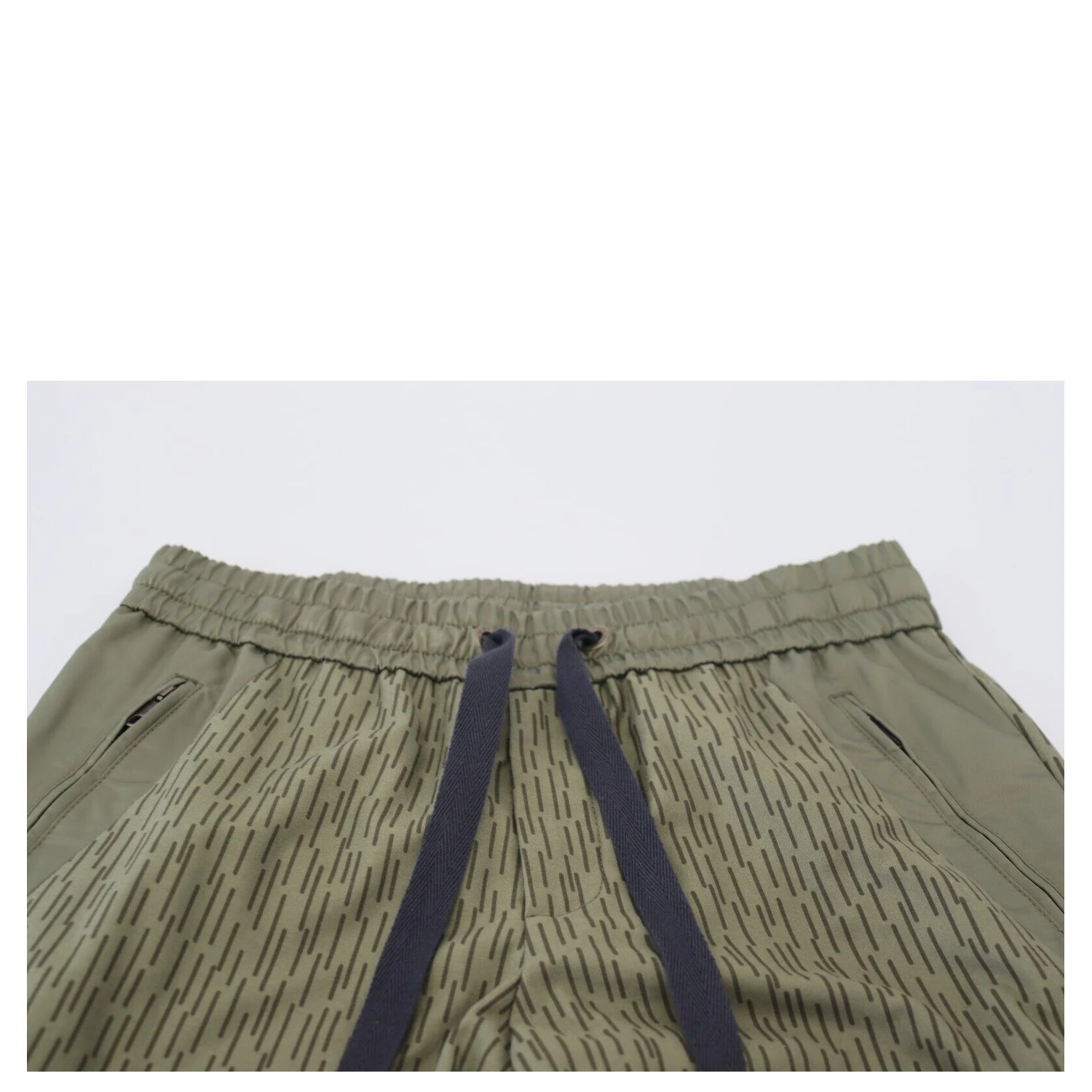 Green Striped Cargo Zipper Leg Men Trouser Pants