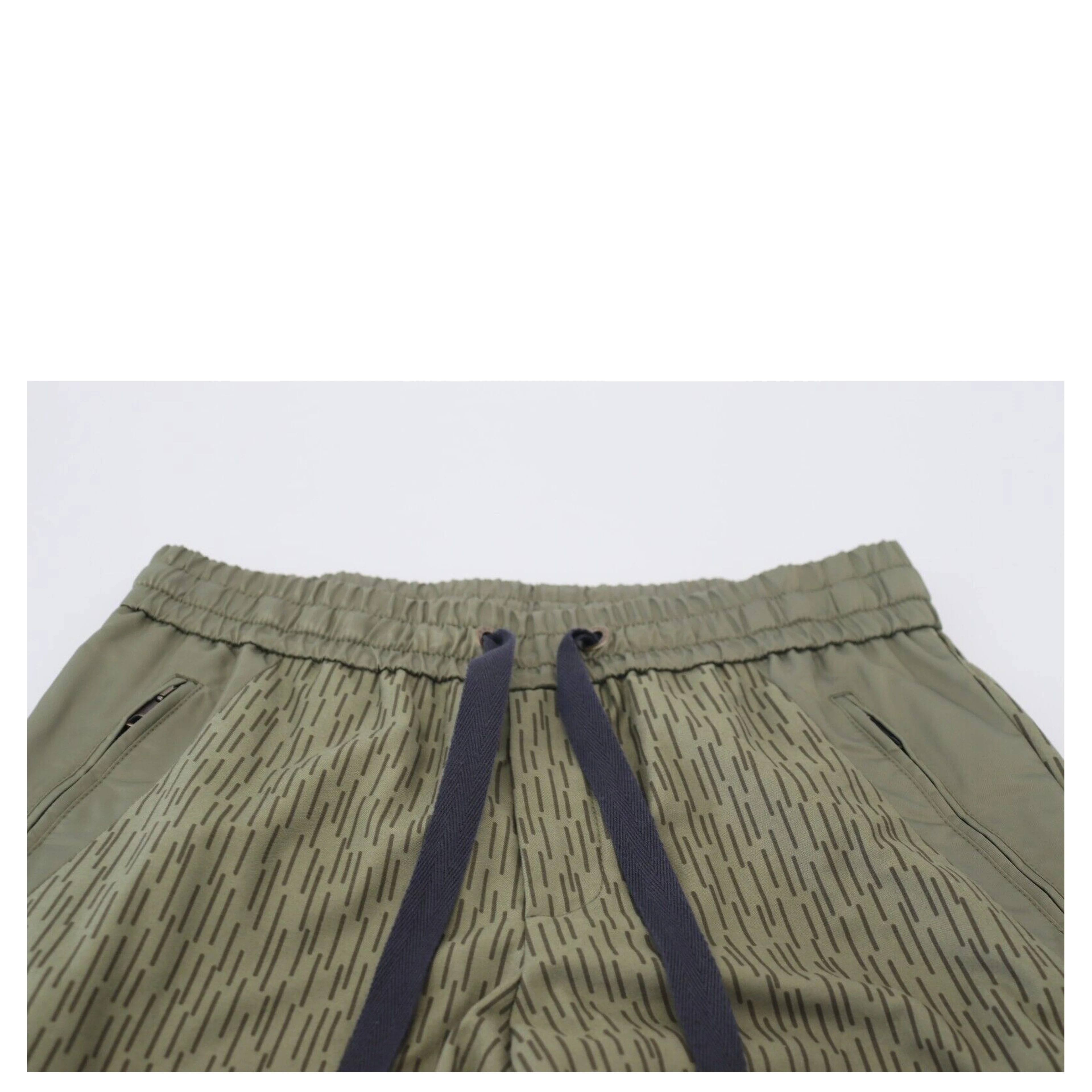 Green Striped Cargo Zipper Leg Men Trouser Pants