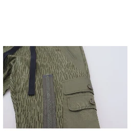 Green Striped Cargo Zipper Leg Men Trouser Pants