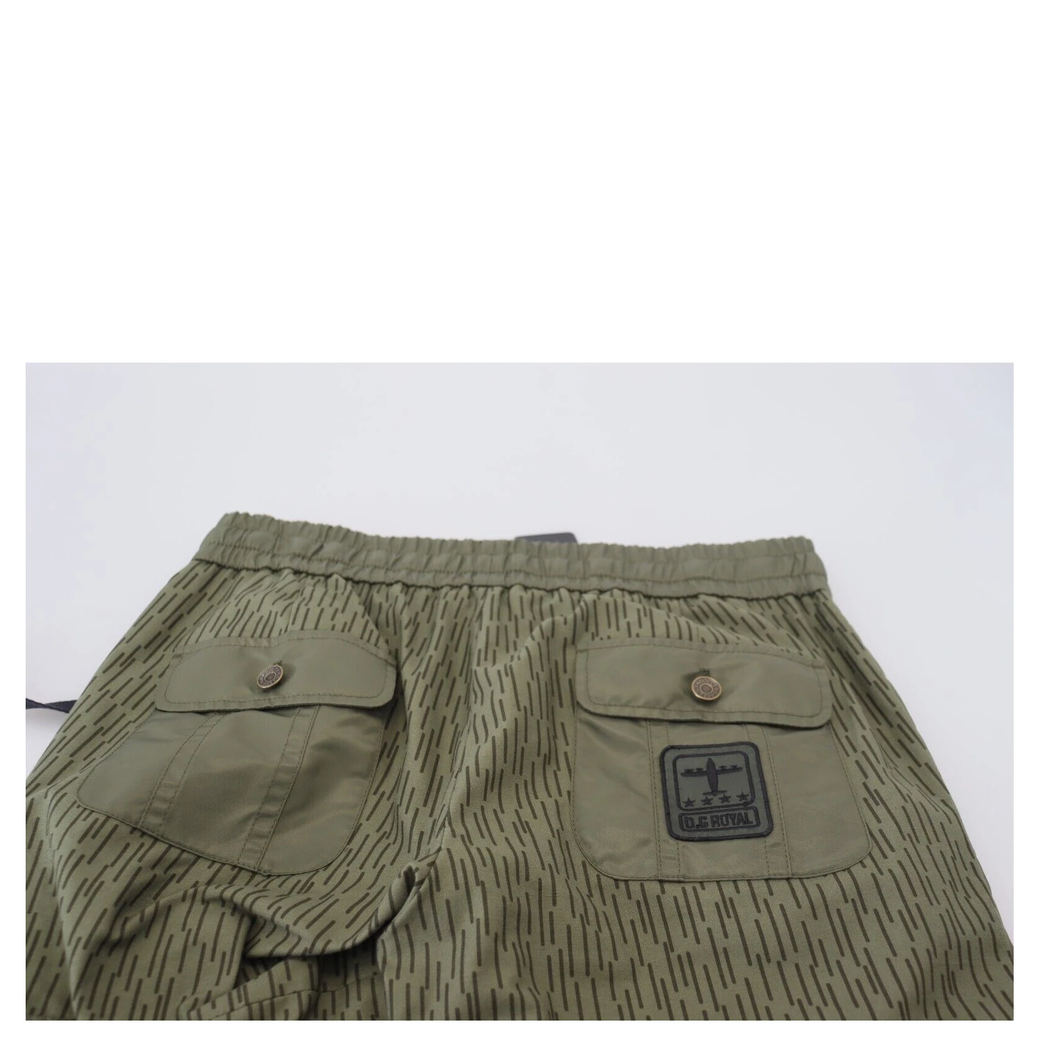 Green Striped Cargo Zipper Leg Men Trouser Pants