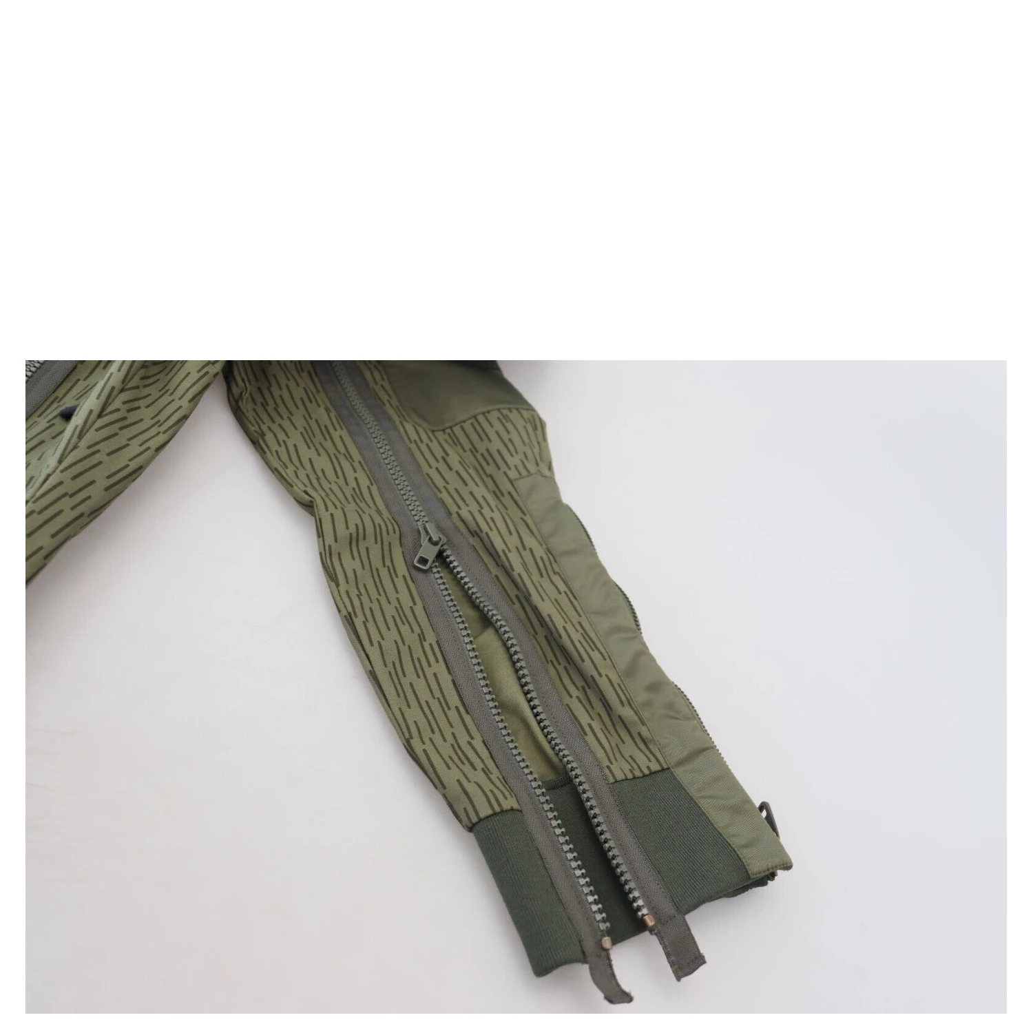 Green Striped Cargo Zipper Leg Men Trouser Pants